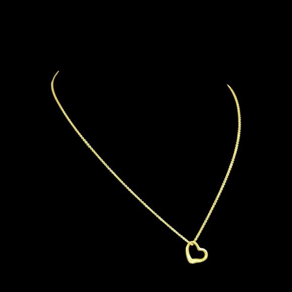 Tiffany and Co Elsa Peretti 16 in Necklace w Open Heart Pendant 18k Yellow Gold - Picture 1 of 13